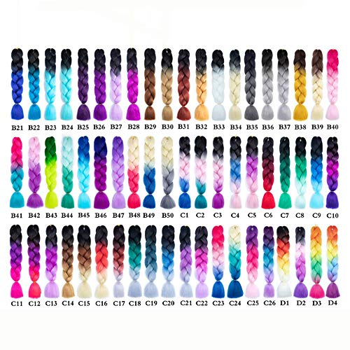 JF Parrucca Trecce Sintetiche per Capelli Intrecciati biondi, Rosa, Blu e Grigio ( Color : B48 )