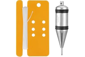 Hoteche Große Senklot 300g A3 Stahl verchromt 10cm Länge 2.7cm Durchmesser erweiterbarer Kopf 0.8cm Spitzen Durchmesser 5m Schnur ideal für präzise Ausrichtung und Bauarbeiten