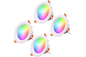 Sparkleiot 4-Zoll-Smart-WLAN-LED-Einbaubeleuchtung, RGB-Farbwechsel-LED-Downlights, kompatibel mit Alexa und Home Assistant, kein Hub erforderlich, 12 W 2700 K-6500 K, CRI90+ (4 Stück)