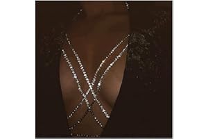 Clataly sexy soutien - gorge cristal chaîne de poitrine collier Sexy Body Chain Summer Beach Night Club Party dames et filles bijoux réglables (Or)