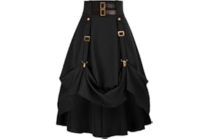SCARLET DARKNESS – Jupe style Renaissance pour femme à taille haute élastique, longueur ajustable, coupe trapèze, style vintage