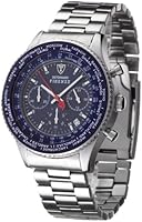 DETOMASO Firenze Men's Quartz Watch with Blue Dial Chronograph Display and Silver Stainless Steel Bracelet Sm1624C-Bl