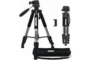 Treppiede Fotocamera, ZOMEI Q111 Treppiede per Cellulare, Treppiede Leggero in Alluminio da 140cm con Testa Pan Girevole a 3 Vie, Supporto per Telefono e Borsa da Transporto - Argento