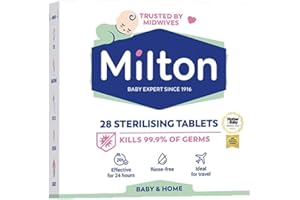 ASREV HEALTHCARE MiltonBaby Sterilising 28 Tablets Pack - Cold Water Sterilisation - Feeding Bottle, Teats, Antibacterial, Antiseptic Cleaner, Household Surface Kitchen Hygiene