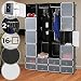 Produktbild MIADOMODO Kleiderschrank - aus Kunststoff, 145/180/37 cm, 2 Offene und 16 Geschlossene Fächer, mit 2 Kleiderstangen, Schwarz mit Muster oder Weiß - Modularer Schrank, Garderobenschrank, Regalsystem