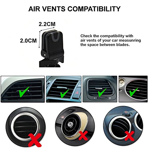 TecHERE AF3 - Supporto Auto Smartphone Porta Telefono Cellulare Universale Bocchette Aerazione per iPhone X/8/8 Plus/7/6s/SE/5s, Samsung Galaxy S8/S7/S6, Huawei, LG, GPS e altri - Regolabile 360Â°