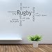 Price comparison product image iClobber Rugby Collage Gum Shield ball scrum cap Design Wall Art Mural Sticker Quote Picture Vinyl Art Large Black