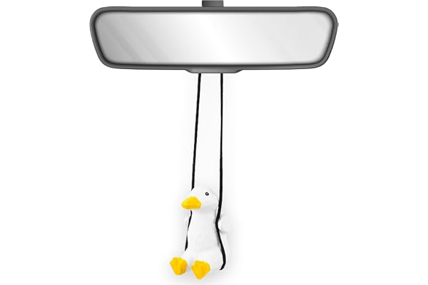 Décoration en forme de canard blanc 100 % fait à la main - Figurine de canard en bois peint à la main pour miroir de voiture Accessoires de décoration Cadeaux
