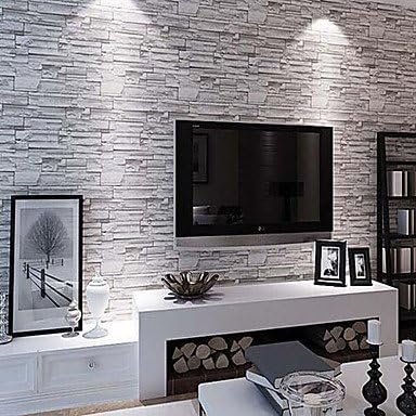 Wallpaper 0.53mx*10 m a modern 3D brick pattern wall covering PVC/vinyl wall art , rice white