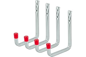 siwitec Wandhaken U-Form 148 x 114 mm verzinkt, 4er Set, Traglast: 25 kg, Schwerlasthaken, abgewinkelt