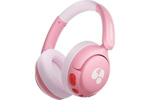 awatrue Casque Audio Enfant Bluetooth, avec Commutateur Coulissant & Microphone Intégré, Bluetooth 5.4 + Câble Aux, 75H Autonomie, Limite de Volume 85dBA, Parfait pour L'école/Voyage (Rose)