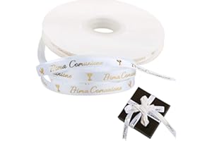 FLOFIA Nastro Prima Comunione 45mt x 10mm Nastro Doppio Raso Bianco per Decorazione Regalo Scatole Cartolina Biglietti d’Auguri Prima Comunione