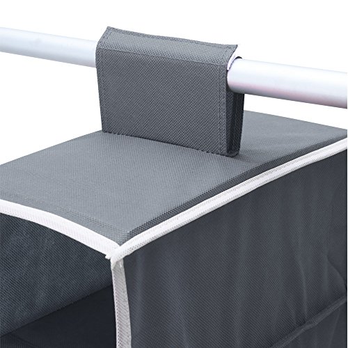 2x Hänge-Aufbewahrung 6 Fächer 72cm x 16cm x 28cm Kleiderschrank Aufbewahrung Hängeregal Organizer Aufbewahrungssystem Set – anthrazit/weiß - 3
