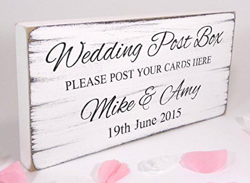 Personalised - Wedding Post Box Sign - white Free Standing Vintage Table Sign - Shabby but Chic