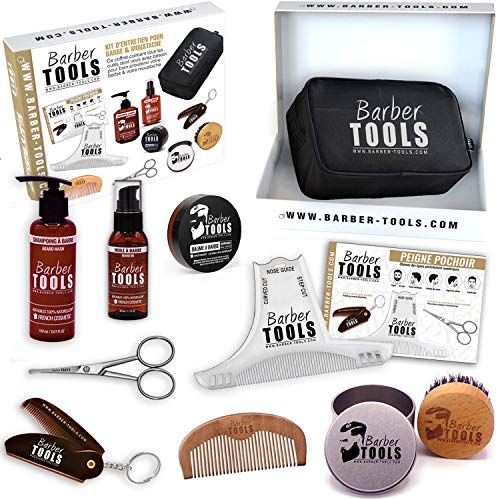 Kit/Set/Coffret d'entretien et de soin pour barbe avec Soin de barbier | Cosmetique Made in France ? BARBER TOOLS ?