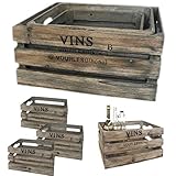 holzkiste vintage look Das dekorative 3er-Set ist Lifestyle pur ! - eben ein Hingucker der besonderen Art und ein charmantes Accessoire an dem die Zeit scheinbar ihre Spuren hinterlassen hat und Unregelmäßigkeiten in Form und Farbe sind gewollt