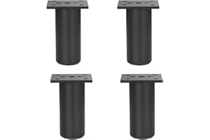 Qrity 4 Pezzi Gambe per Mobili Piedini per Mobili in Lega di Alluminio Piedini per Cucina Piedini per Divani Gambe per Tavoli in Metallo 80 mm, Nero