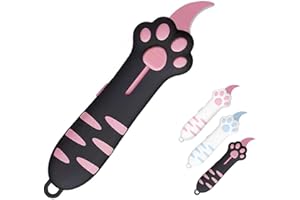 GENERIC Cat Paw Box Cutter,Retractable Cat Potato Box Catter, Telescopic Package Opener, Portable Cat Paw Slitter, Cute Tool for Girls Women (Black)