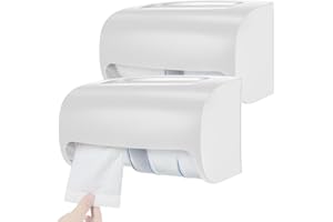 Maxcheck Toilettenpapierspender, 2 Stück, kompakt, zwei Rollen, verschließbar, Toilettenpapierhalter, Wandhalterung, für Badezimmer, Küchenzubehör, Design nebeneinander (weiß)