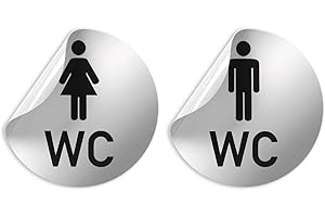 Kinekt3d Leitsysteme Folienschild Schild - D = 100 mm PVC Silber - Robuste Kratzfeste Folie - UV beständig - Perfekt für Glastüren und alle glatten Flächen (WC Toiletten Set Damen + Herren (Design B))