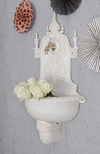 Antiker Wandbrunnen, Zierbrunnen, Gartenbrunnen, Brunnen, Eisenbrunnen für den den Garten, die Terrasse oder schöne Zuhause, in Altweiß – Palazzo Exclusive - 2