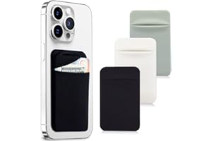 COYUN 3er Pack Kartenhalter Hülle,Handy Kartenhalter Kartenhülle Stick on Wallet Kartenhalter Kartenetui Dehnbare Aufklebbare Handyfach für iPhone, Android Smartphone(Schwarz+Weiß+Grau)