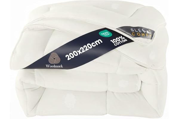 Sleep Comfyaus 3-i-1 året runt-filt av 100 % australisk ny ull, allergivänligt och lätt ullkantskydd 200 x 220, Oeko-TEX certifierad