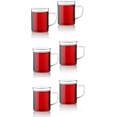QUCCO&reg; Borosilikat 6 Adet L&uuml;x Ince Ateşe Dayanıklı Borosilikat Cam Kupa Bardak 6'lı Kupa Bardak Seti, QC-O4063