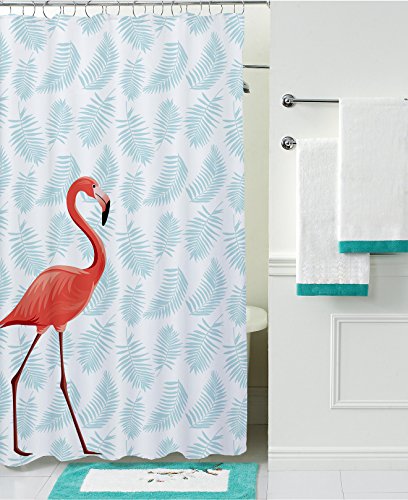 FuXing PEVA Duschvorhang Wasserdicht und Mildewproof Flamingo Digital Gedruckt Badvorhang Badezimmer Duschvorhang 180 x 200 cm - 7