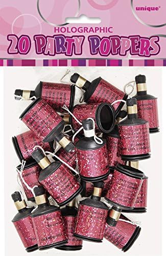 *** BRILLIANT DAZZLE Party Decorations in PINK &amp; SILVER - Age 16 *** (Party Poppers (20pk))