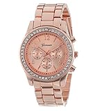 Webla Damen Einfach Design Edelstahl Armbanduhr Quartzuhr Analog mit Batterie (Kaffee)