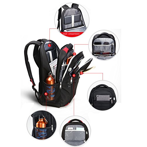 Aspen Business Laptop Rucksack 15.6-17 Zoll Wasserdicht Wanderrucksack Sportrucksack Reiserucksack Schulrucksack Mädchen Herren Damen - 3
