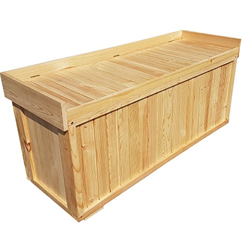 proheim Auflagen-Box mit Sitz aus 100% FSC Holz stabile Universal-Box Kissen-Box Sitzbank, Farbe:Natur, Größe:122 x 41 x 56 cm - 2