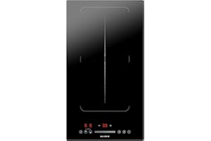 KLAMER Induktionskochfeld 30 cm, 2 Zonen mit 1 Flexzone, 3500 Watt, Boost Funktion, 9 Leistungsstufen, Timer 99 min, Kindersicherung, Kratzfeste Glasoberfläche