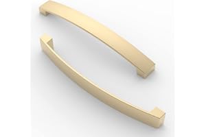 FURNIWARE 10 Pack Cabinet Handles, Hardware Drawer Pulls, Aluminum Kitchen Cabinet Door Handles Pull, Brass-160mm(6.3 Inch) Hole Center