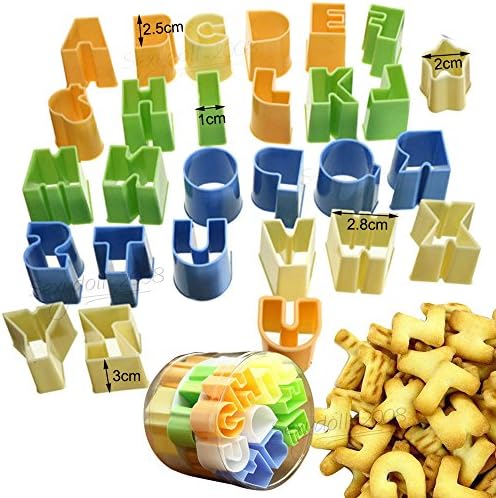 Christmas Amazing Series Cake Fondant Sugarcraft Cookies Decorating Plunger Cutter Moulds (Colorful 26 letters cutters)