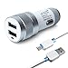 Price comparison product image Car Charger - YOBON Quick Charger 5V / 3.1A Dual USB Car Charger, with 3 Feet Micro USB Cable for Samsung S8 / S7 / S6 / Edge, Note 8 / 4, LG, Nexus, HTC and More(Silver)