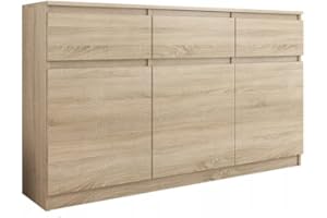 FRAMIRE S-3 sonoma komoda, komoda z 3 szufladami, 3 drzwiami, szafka do sypialni, salonu, łazienki, 98 x 120 x 40 cm