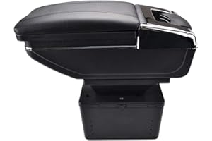 SZSS-CAR Reposabrazos central AutoSunShine, universal, cuero, espacio de almacenamiento con soporte para vasos