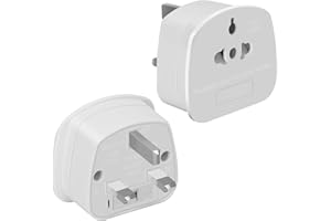 TISHOW 2 PACK European to UK Plug Adaptor,US to UK Travel Plug Adapter,UK Electric Shaver Toothbrush Adaptor Plug with 13A Fuse for USA,EU, Australia,Canada, Japan,Thailand and More(Type A, B, C, I, E, F, L)