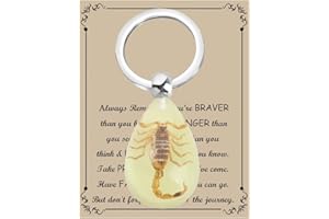 BNQL Real Scorpion Keychain Gifts Resin Scorpion Pendant With Real Scorpion Specimen Glow in the Dark Scorpion Resin Key Ring