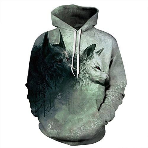 Men's Sweaters Fashion Animal Models 3D Digital Printing Sweater Europe and The United States-Style Hoodie Loose Hooded Sweatshirt,009-S