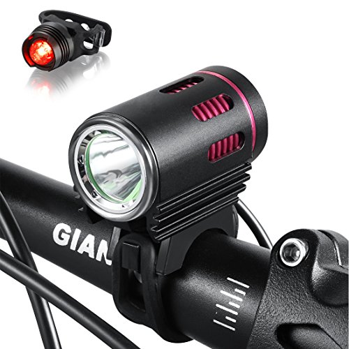 Rightest und leistungsstark 1200 Lumen wiederaufladbare Bike Light, Mountain, Road Fahrrad Scheinwerfer Wachfunktion V 6400 MA Wasserdicht Silikon Akku-Einfach zu installieren kein Werkzeug erforderlich ? Free aus Aluminium Bike Bonus Rücklicht