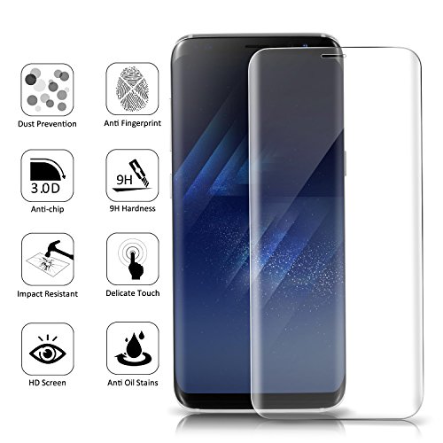 Samsung Galaxy S8 - Protector de Pantalla 5 8 pulgadas 3D  SURWELL Protector de Pantalla para Galaxy S8 HD Vidrio Templado Protector de Pantalla de Cristal Vidrio Templado de Protector de Pantalla para Samsung Galaxy S8