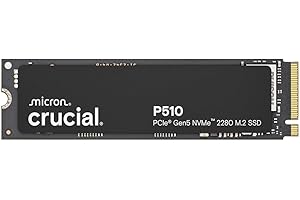Crucial P510 SSD 2To PCIe 5.0 x4 NVMe M.2, Lecture jusqu'à 10.000 Mo/s, écriture jusqu'à 8.700 Mo/s, Compatible avec Ordinateur Portable et de Bureau, TLC NAND, Disque Dur Interne - CT2000P510SSD8-01