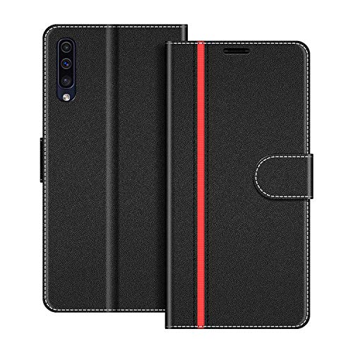 COODIO Samsung Galaxy A50 Case, Samsung A50 Phone Case, Galaxy A50 Wallet Case, Magnetic Flip Leather Case For Samsung Galaxy A50 Phone Cover, Black/Red