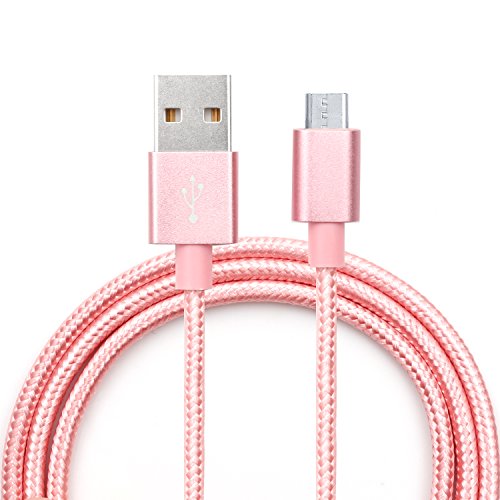 iProtect USB-C Ladekabel und Datenkabel für Geräte mit USB-C Anschluss in Nylon Flechtoptik Roségold