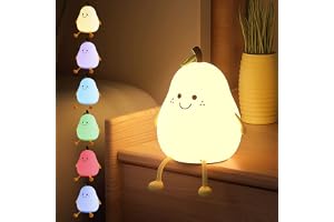 HASTHIP® Night Light for Kids, Cute Smile Pear Night Light, Soft Silicone Lamp USB Rechargeable Nursery Night Light for Boys and Girls, Squishy Night Light for Bedroom and Kids Room(Pear)