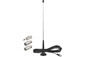 FM Radio Antenna Telescopic Indoor TV aerial FM Aerial with Magnetic Base 3 Adapters