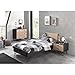 Produktbild Lomadox Jugendzimmer Set massiv schwarz, Birke massiv lackiert, 90x200 cm Jugendbett mit Nachttisch und Schubkasten-Kommode